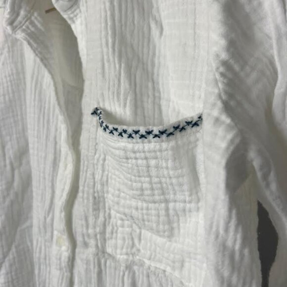 Mododoc Gauze Long Sleeve Shirt with Raw Edges in White - Size M - Picture 2 of 7